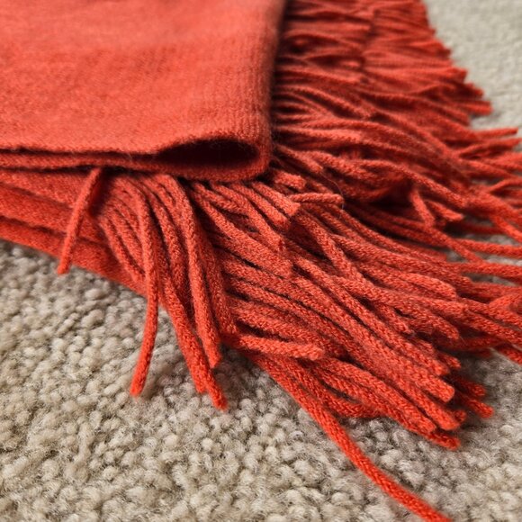 NWOT Large Rusty Orange Fringe Scarf Soft - Picture 6 of 7